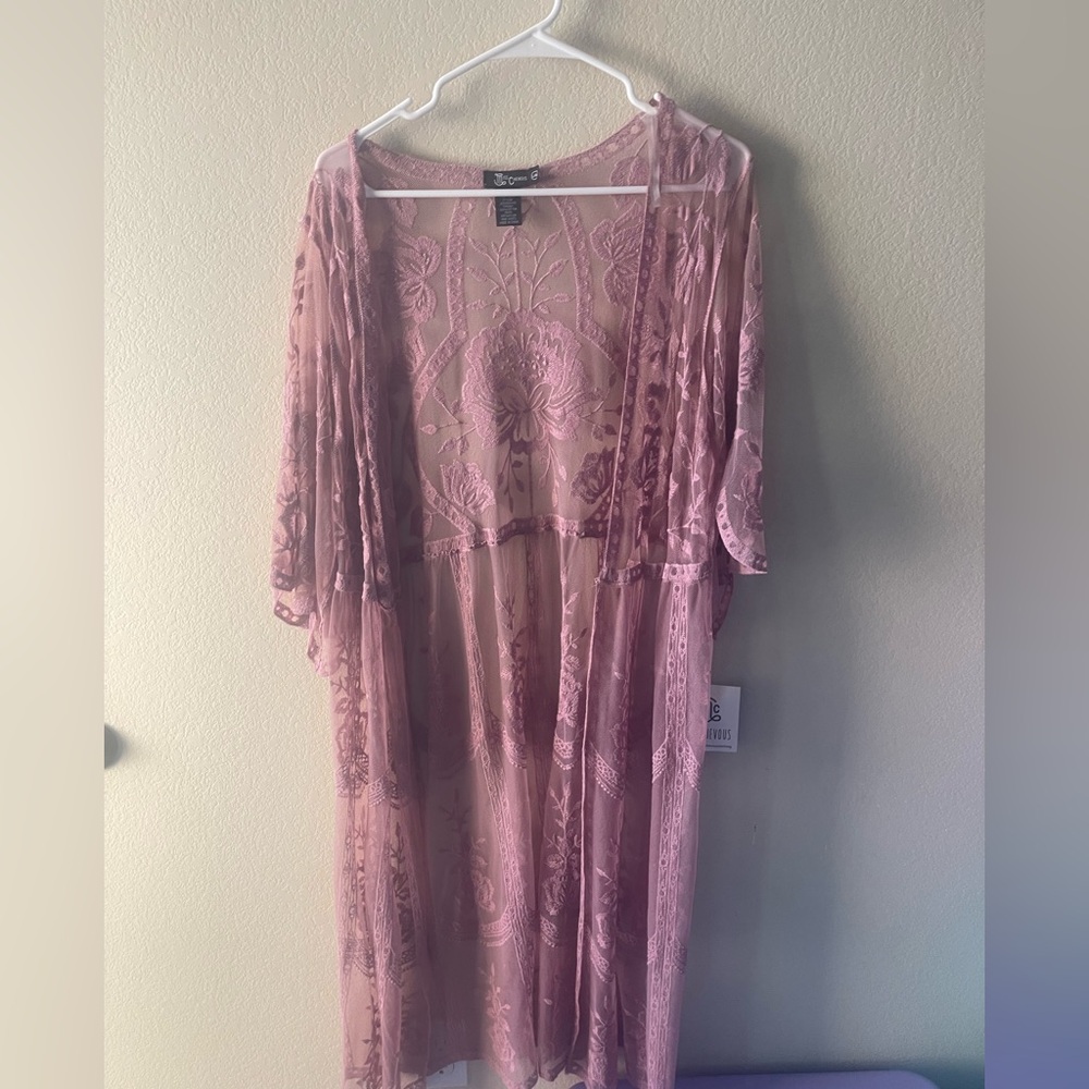 Sheer Purple Lace Kimono